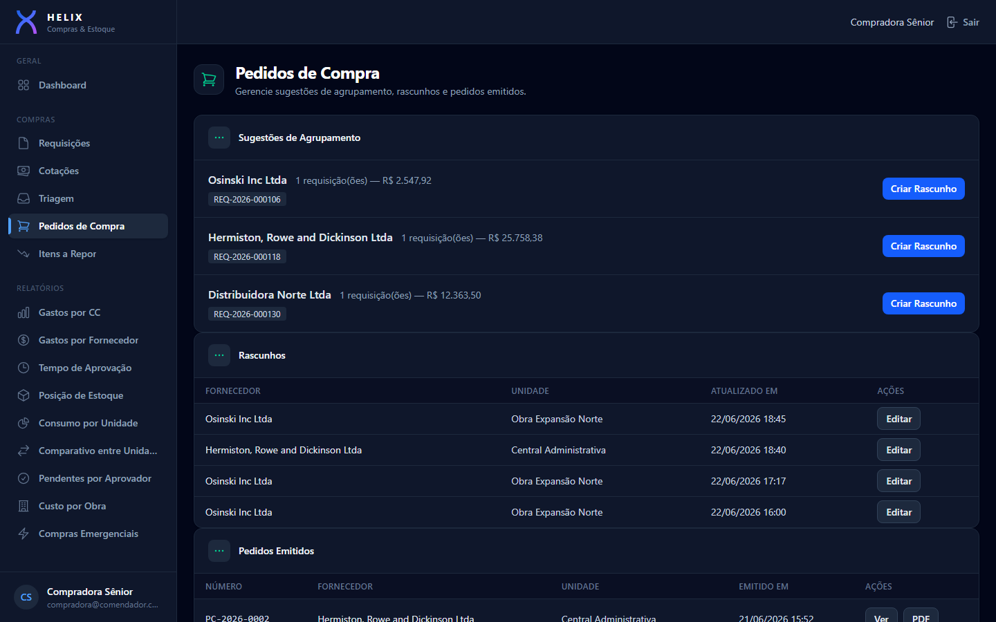 Pedidos de compra