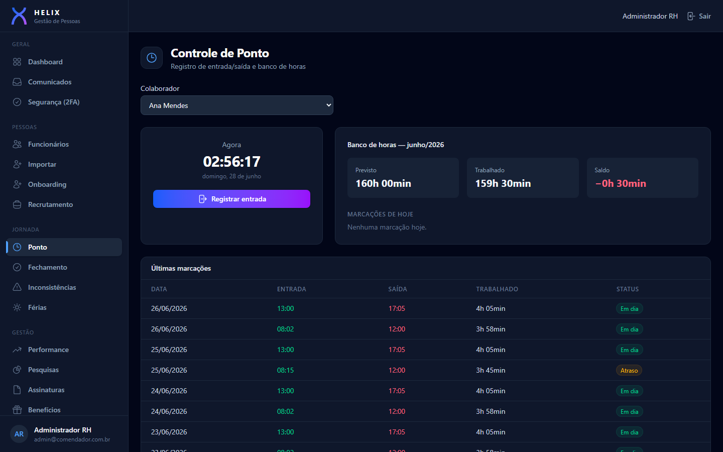 Controle de ponto